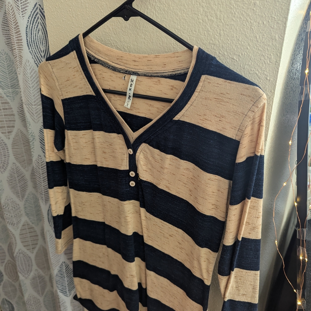 Striped V-Neck Women's Top